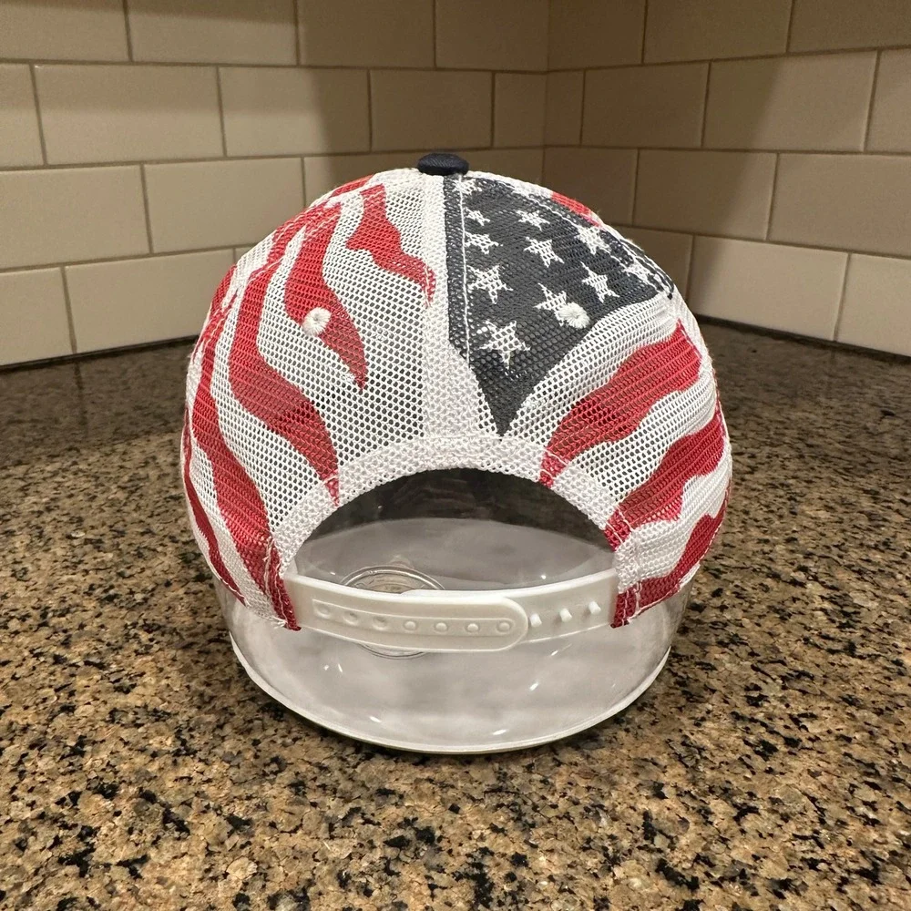 General Tire Trucker Hat Navy‎ Blue Red White USA Flag Mesh Snapback Cap